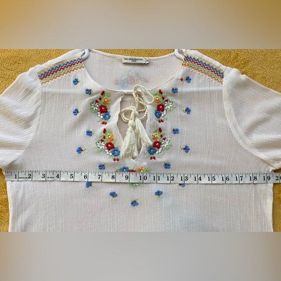 MES DEMOISELLES Floral Embroidery Intricate Tunic Top Sz EU 38 US 6 EXCELLENT - Picture 7 of 8